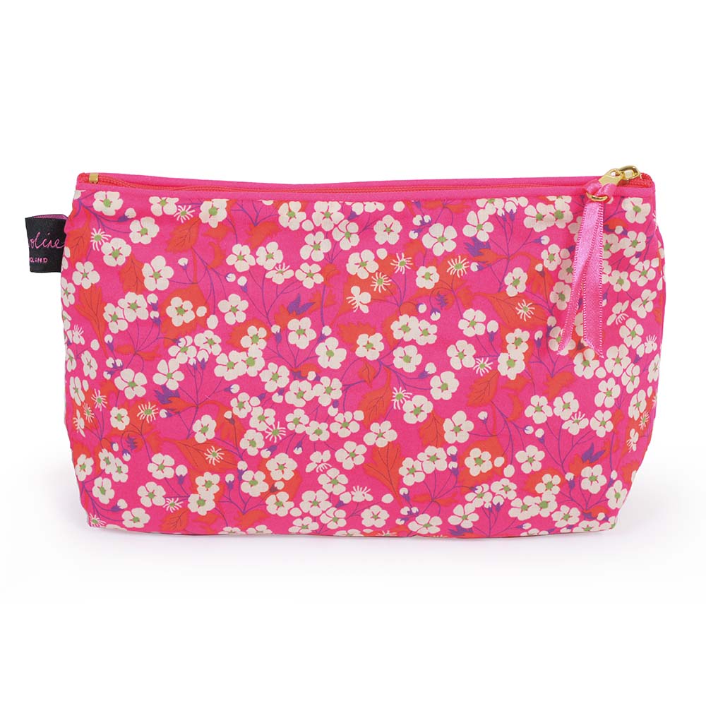 ウィリアムモリス Alice Caroline 英国 リバティ社 タナローン生地(イタリア製) ポーチ Mitsi Hot Pink ミッツィ ホット ピンク