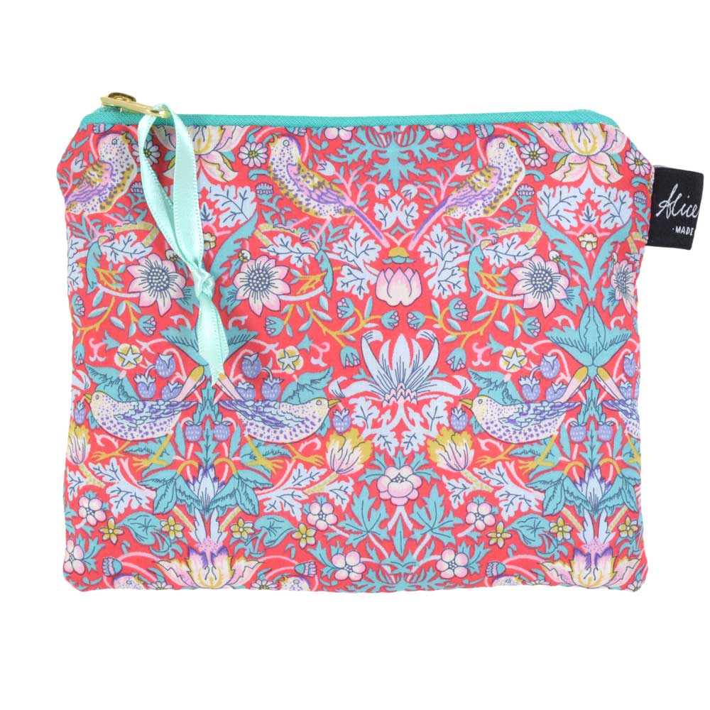 ウィリアムモリス Alice Caroline 英国 リバティ社 タナローン生地(イタリア製) ポーチ いちご泥棒