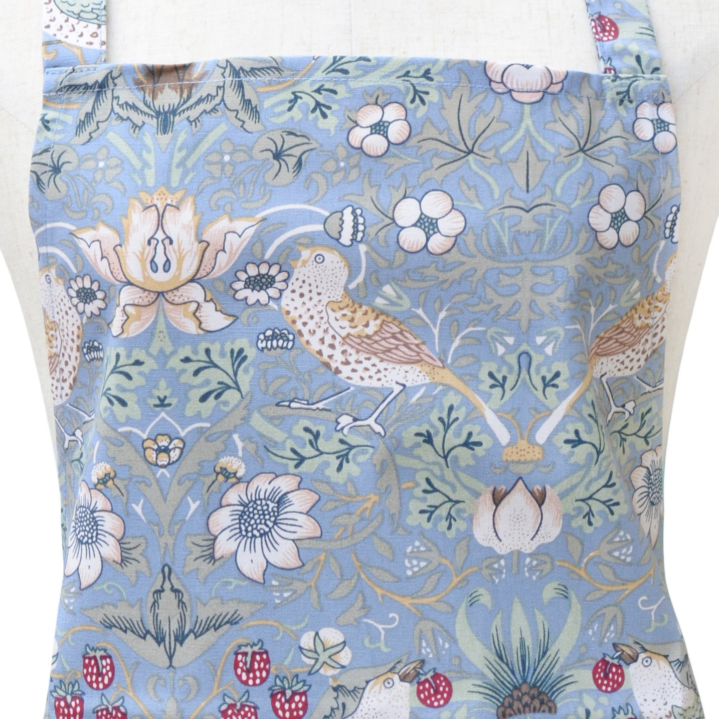 ルシャトーウィリアム モリス コットン エプロン Strawberry Thief Slate いちご泥棒 ストロベリーシーフ 首紐調整可