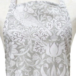 ウィリアムモリス コットン エプロン Strawberry Thief Grey ストロベリーシーフ いちご泥棒 首紐調整可