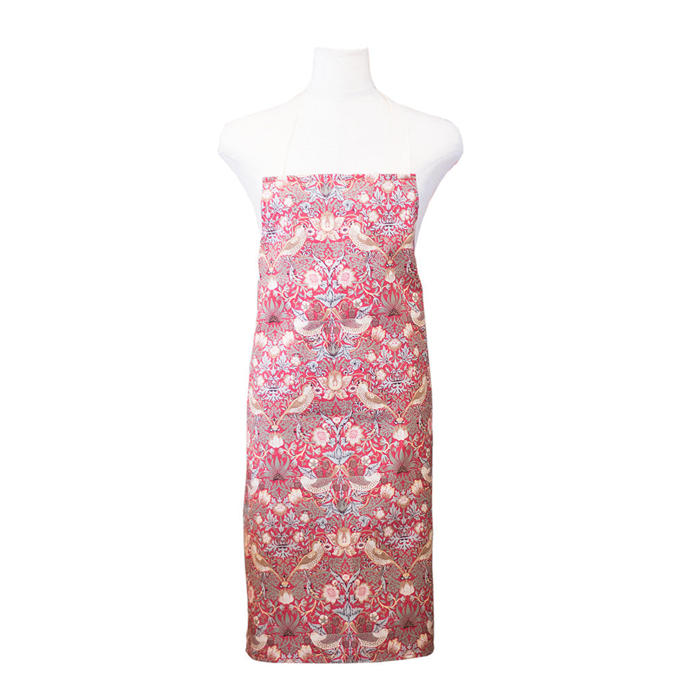 ウィリアムモリス コットン エプロン ストロベリーシーフ いちご泥棒 レッド 赤