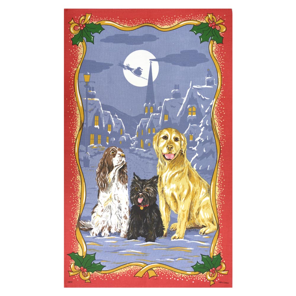 クリスマス ストウグリーン レットリバー テリア 犬 ふきん ランチョンマット タペストリー