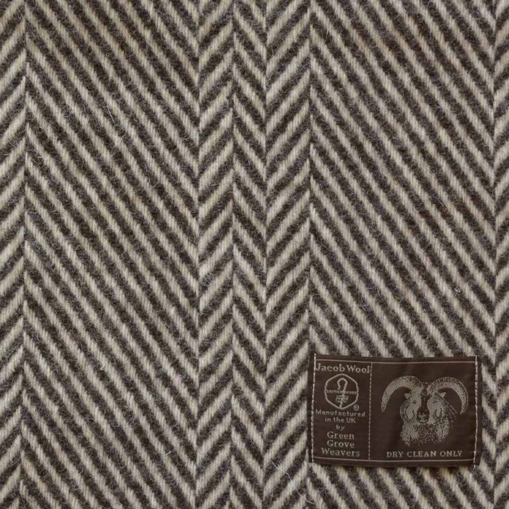 英国製 ジェイコブウール ひざ掛け ダークブラウン Herringbone 高級 ギフト プレゼント