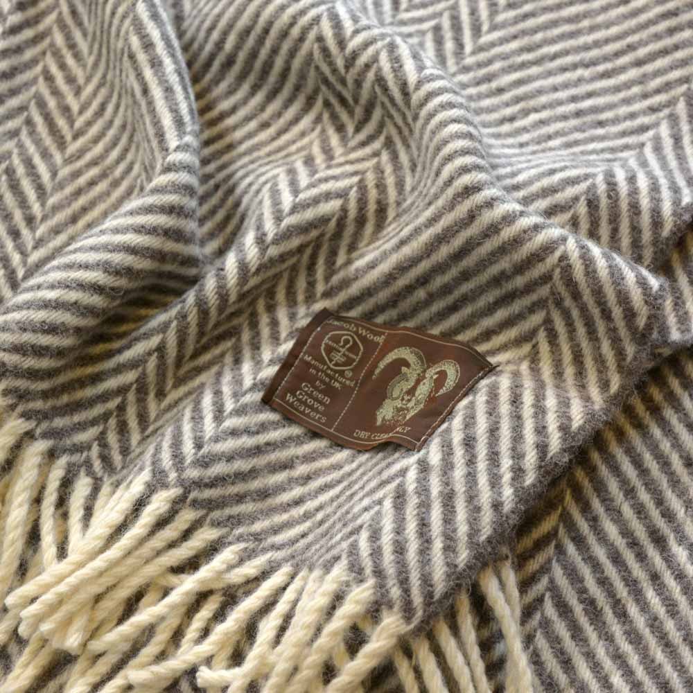 英国製 ジェイコブウール ひざ掛け JTR23 ライトブラウン Herringbone 高級 暖かい ギフト プレゼント
