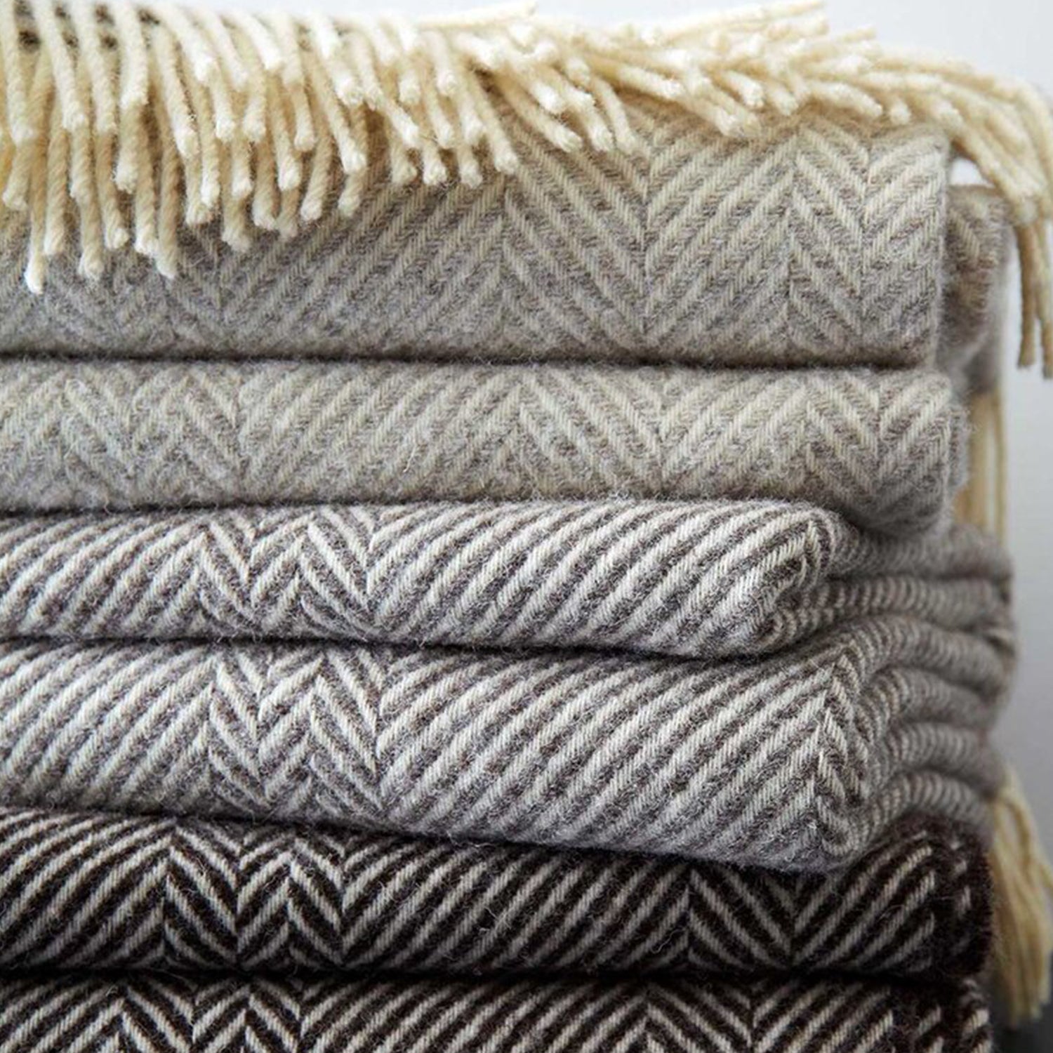 英国製 ジェイコブウール ひざ掛け ダークブラウン Herringbone 高級 ギフト プレゼント