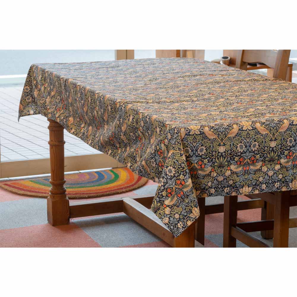 ウィリアムモリス コットン テーブルクロス 長方形 円形 Strawberry Thief Blue LBTBCCT3N