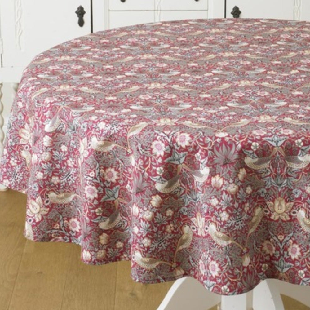 ウィリアムモリス コットン テーブルクロス 円形 147cm Strawberry Thief Red LBTBCCTC14716N