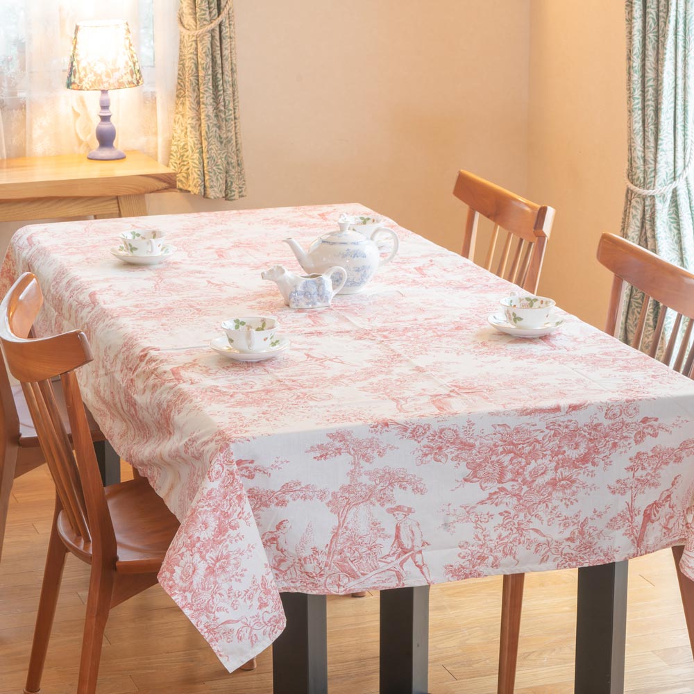 トワル・ド・ジュイ テーブルクロス コットンテーブルクロス ジュイの更紗 西洋更紗 Pink Toile LCTBCTJCT58