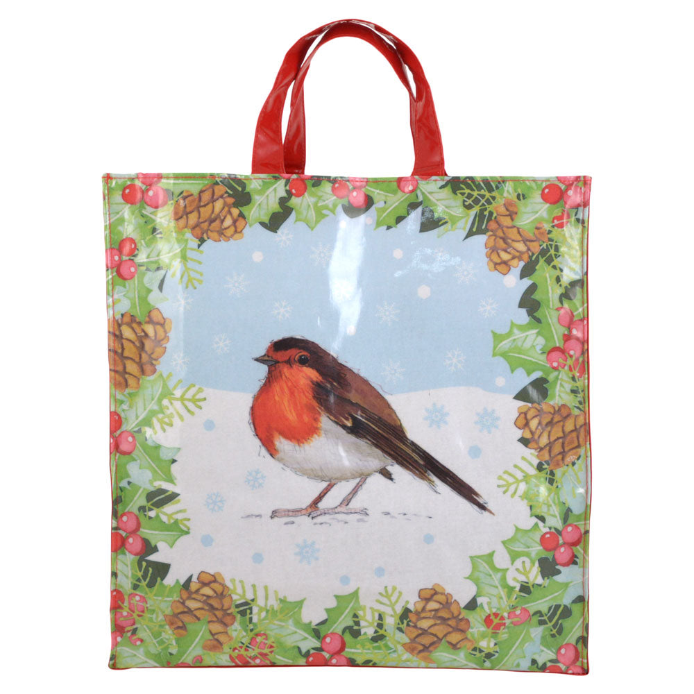 サミュエルラモント PVC BAG ミディアム ワイド バッグ Holly & Robin クリスマス 鳥 かわいい