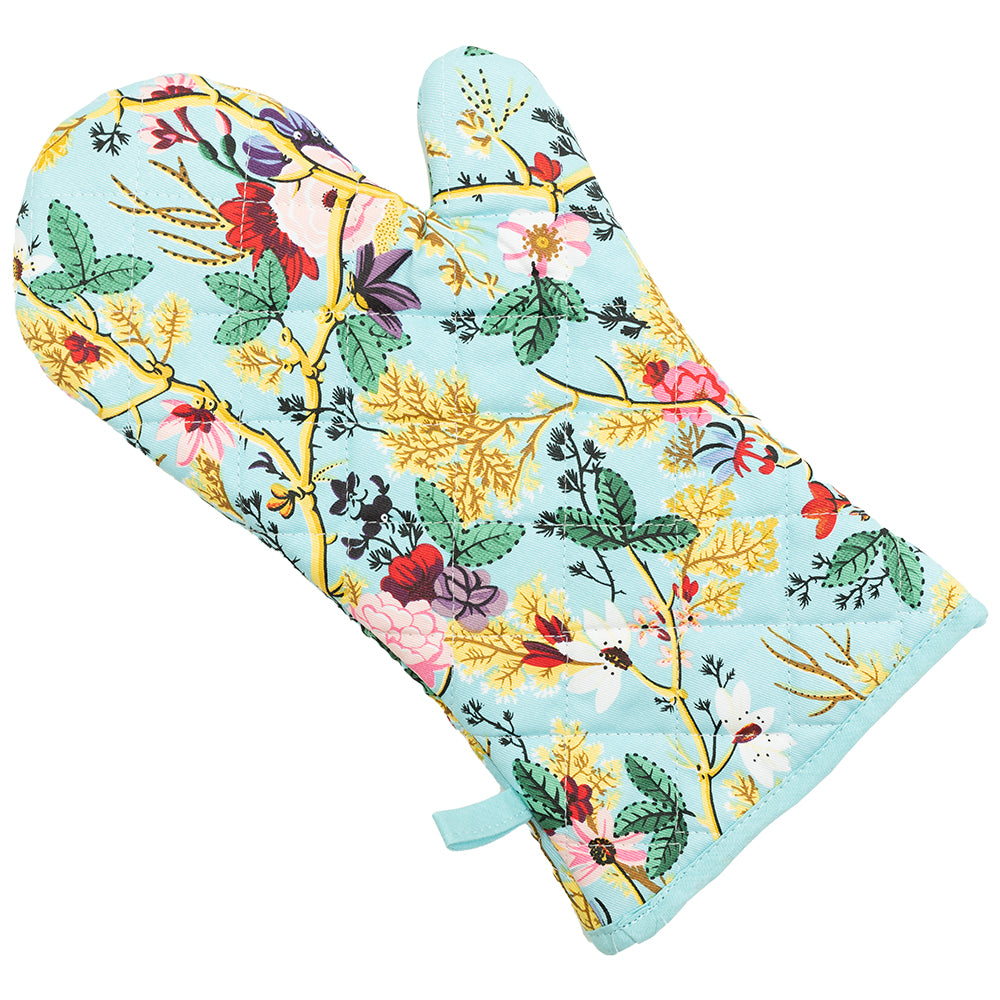 ミトン Kiburn Blue Chintz 花 鍋つかみ オーブングローブ