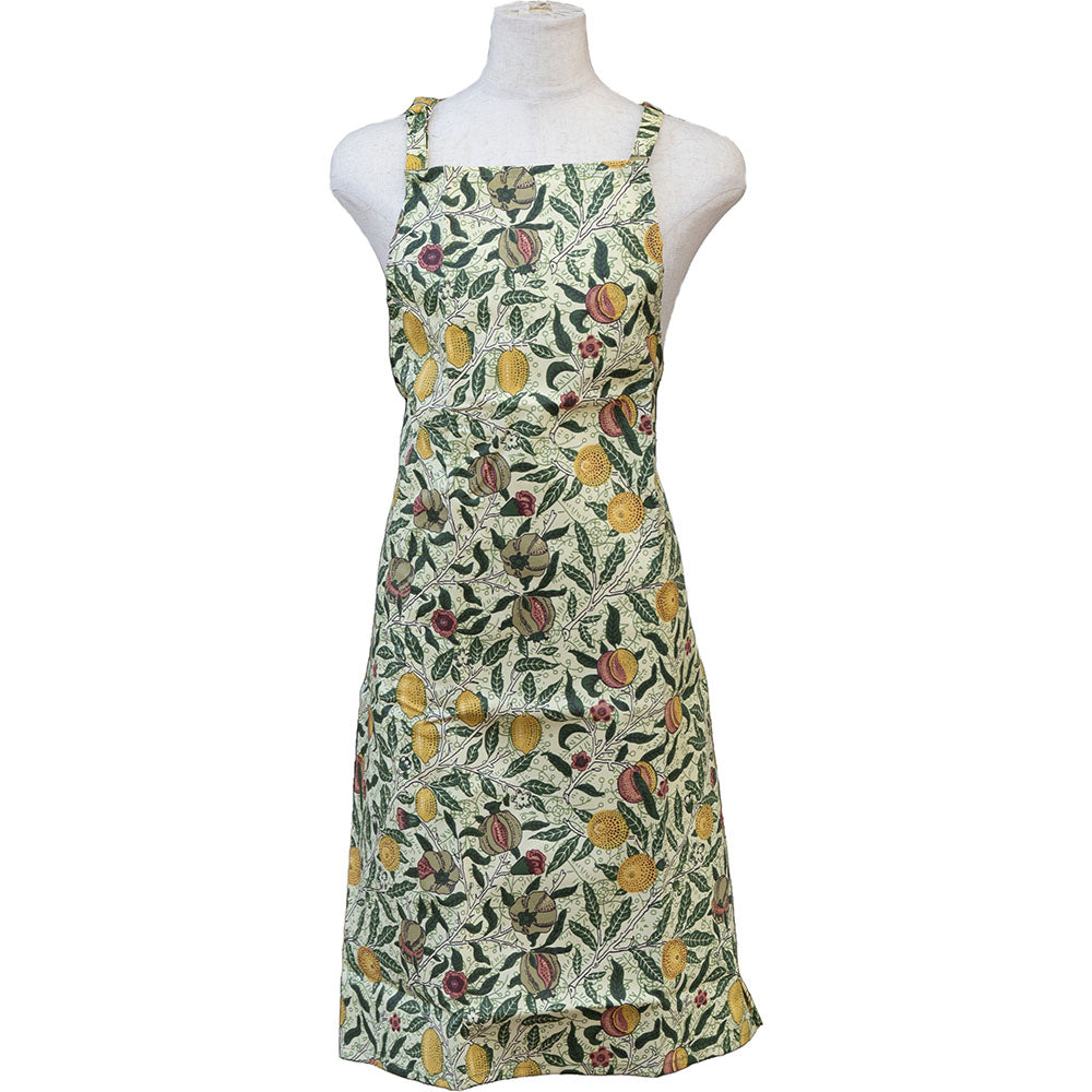 ウィリアムモリス オイルクロス エプロン フルーツ 首紐調節可能