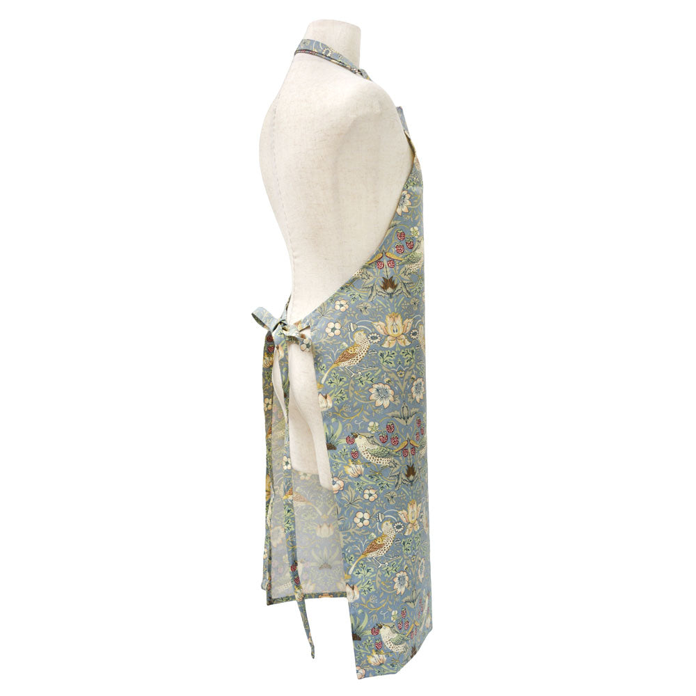 ウィリアムモリス オイルクロス エプロン ストロベリーシーフ いちご泥棒 首紐調整可