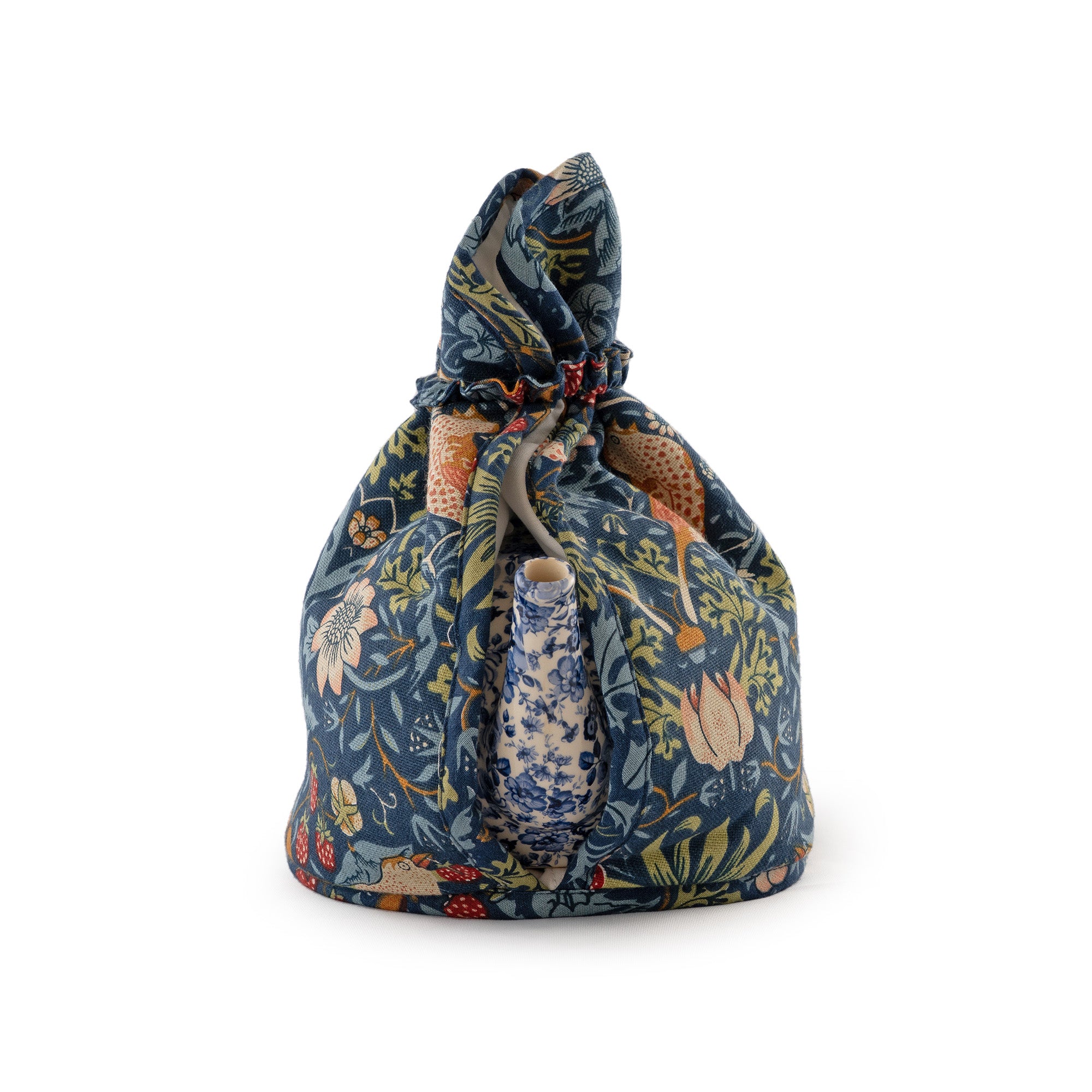 ウィリアムモリス Gallery オープントップ ティーコジー 保温カバー Strawberry Thief Blue