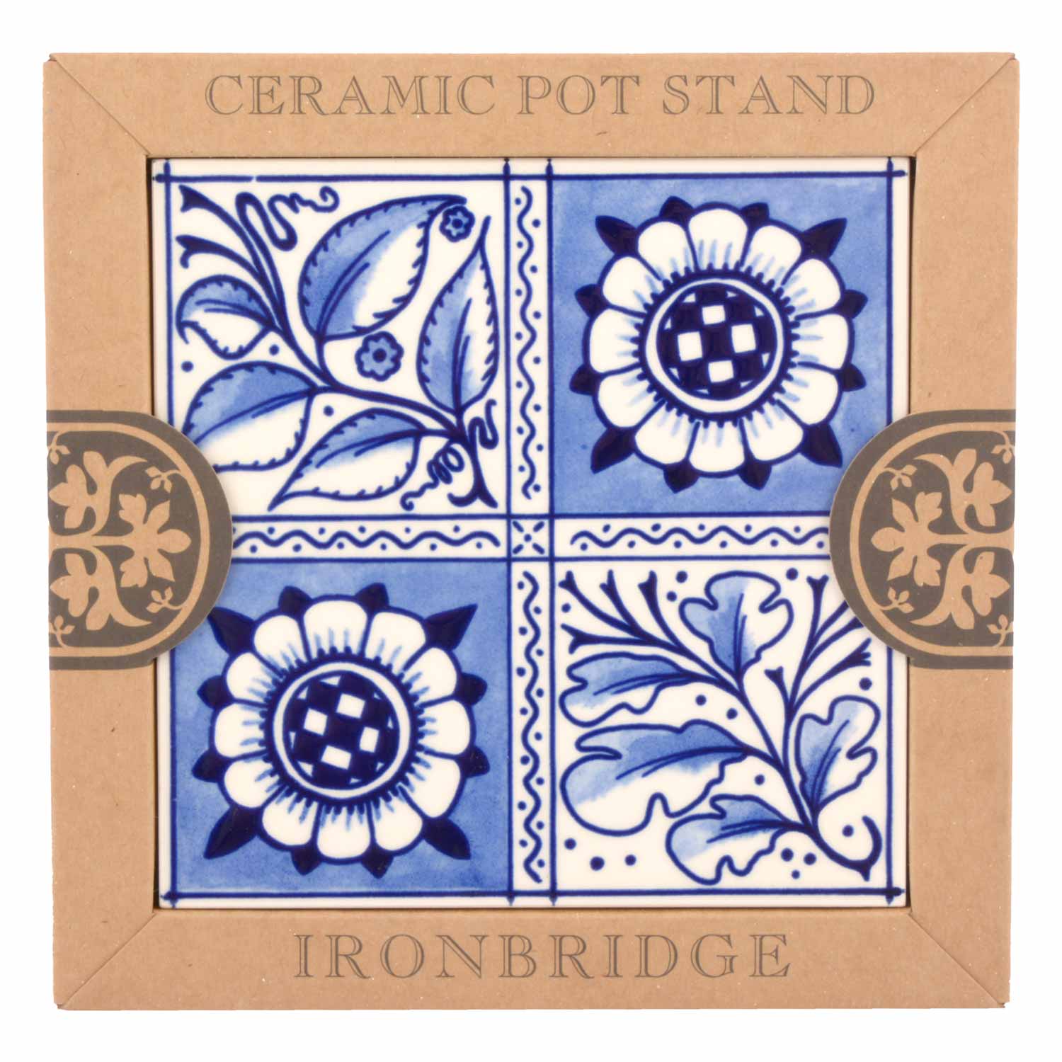 英国製 CRAVEN DUNNILL JACKFIELD Ceramic Pot Stand セラミックポットスタンド Oakleaf & Sunflower 鍋敷き 高級