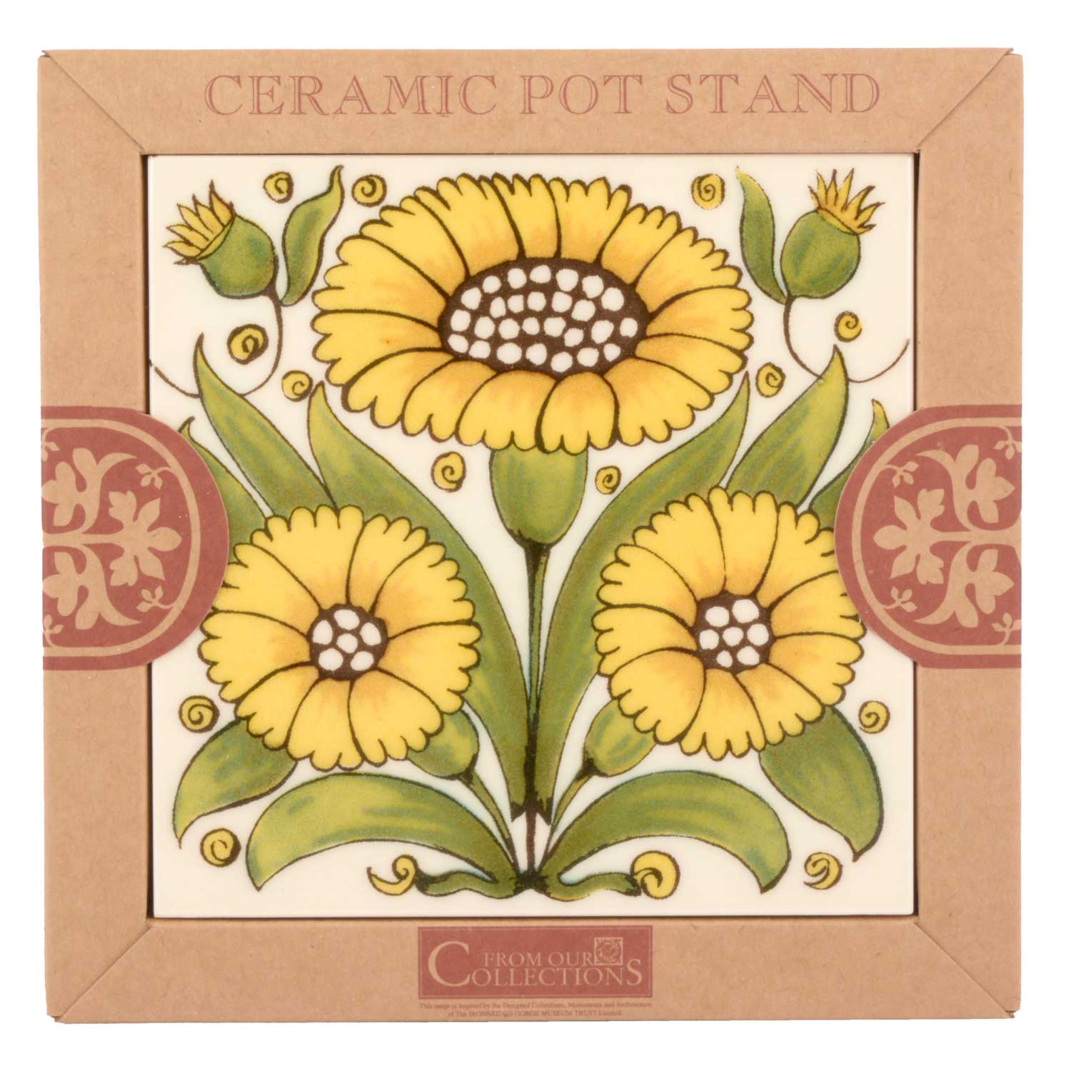 英国製 CRAVEN DUNNILL JACKFIELD Ceramic Pot Stand セラミックポットスタンド 鍋敷き なべしき Yellow Sunflower ひまわり