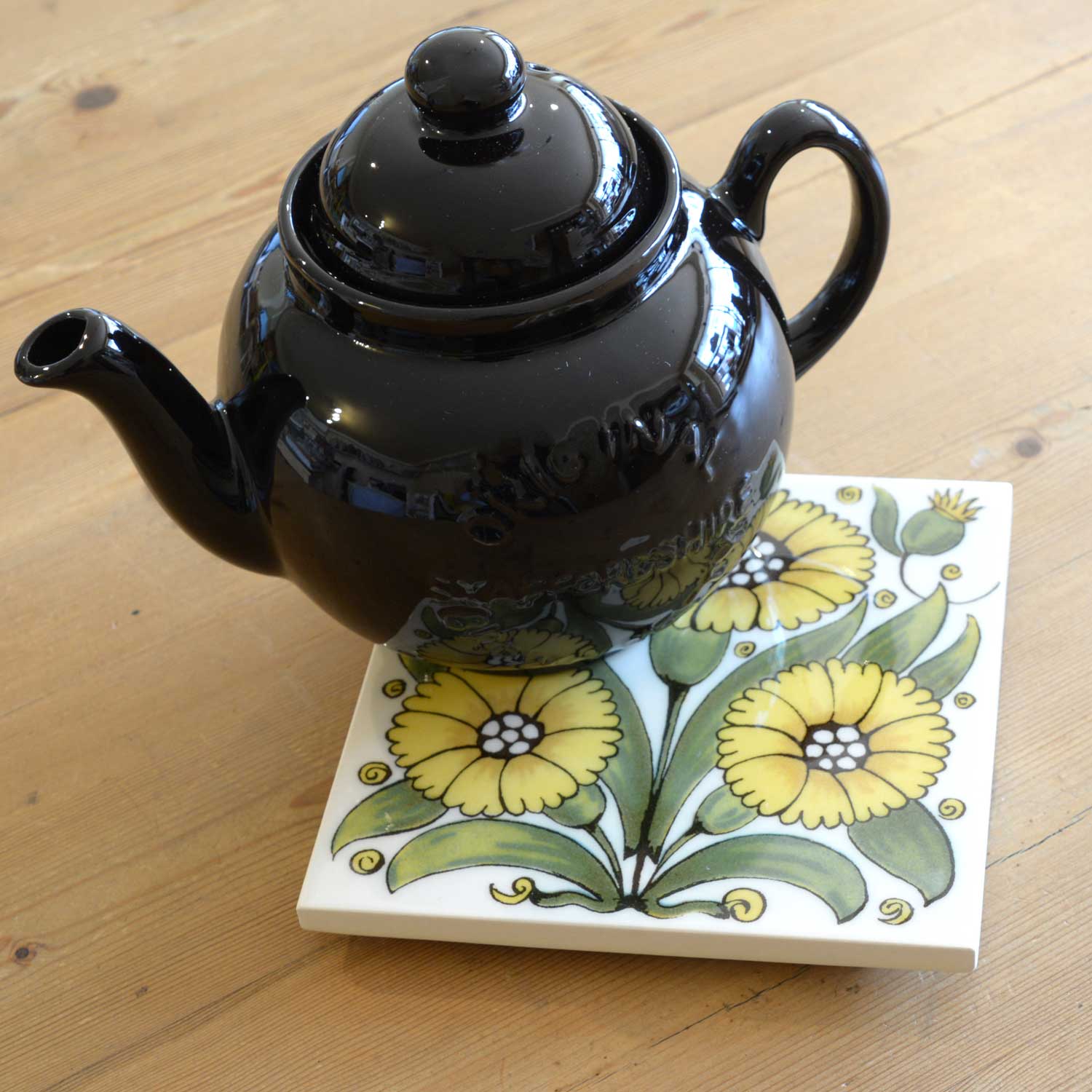 英国製 CRAVEN DUNNILL JACKFIELD Ceramic Pot Stand セラミックポットスタンド 鍋敷き なべしき Yellow Sunflower ひまわり