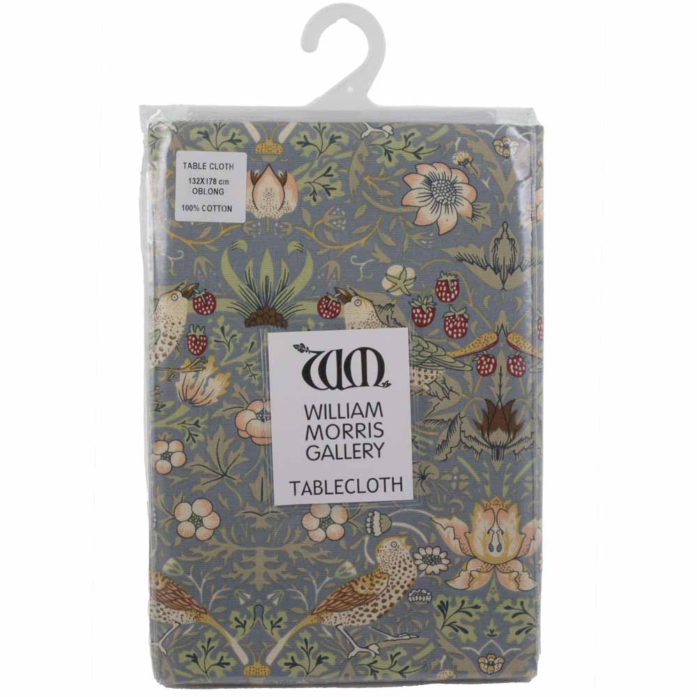 ウィリアムモリス Gallery コットン テーブルクロス 長方形 円形 Strawberry Thief Slate ストロベリーシーフ いちご泥棒 LCTBCGYCT79