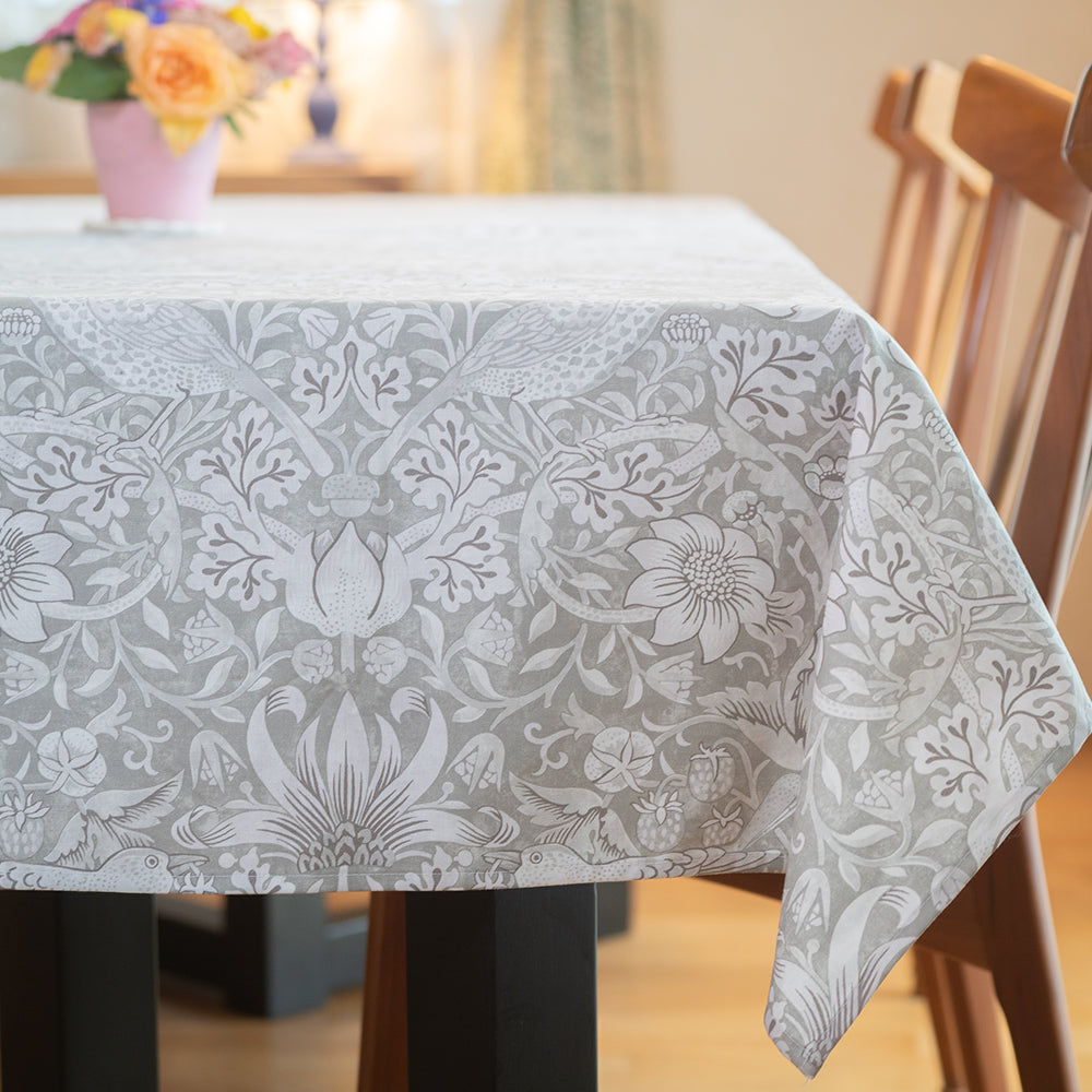 ウィリアムモリス サンダーソン コットン テーブルクロス 長方形 円形 Strawberry Thief Grey ストロベリーシーフ いちご泥棒 LCTBCSNCT77