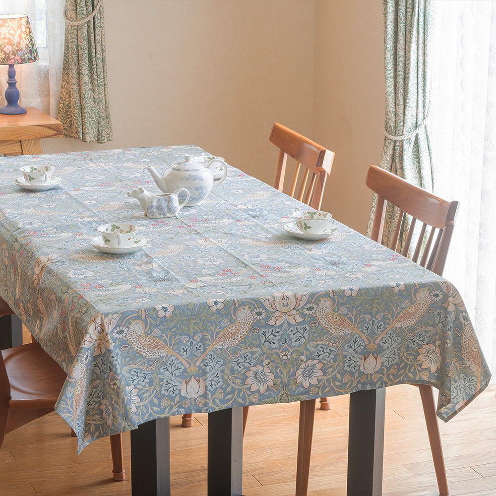 ウィリアムモリス テーブルクロス コットン 長方形 Strawberry Thief Slate