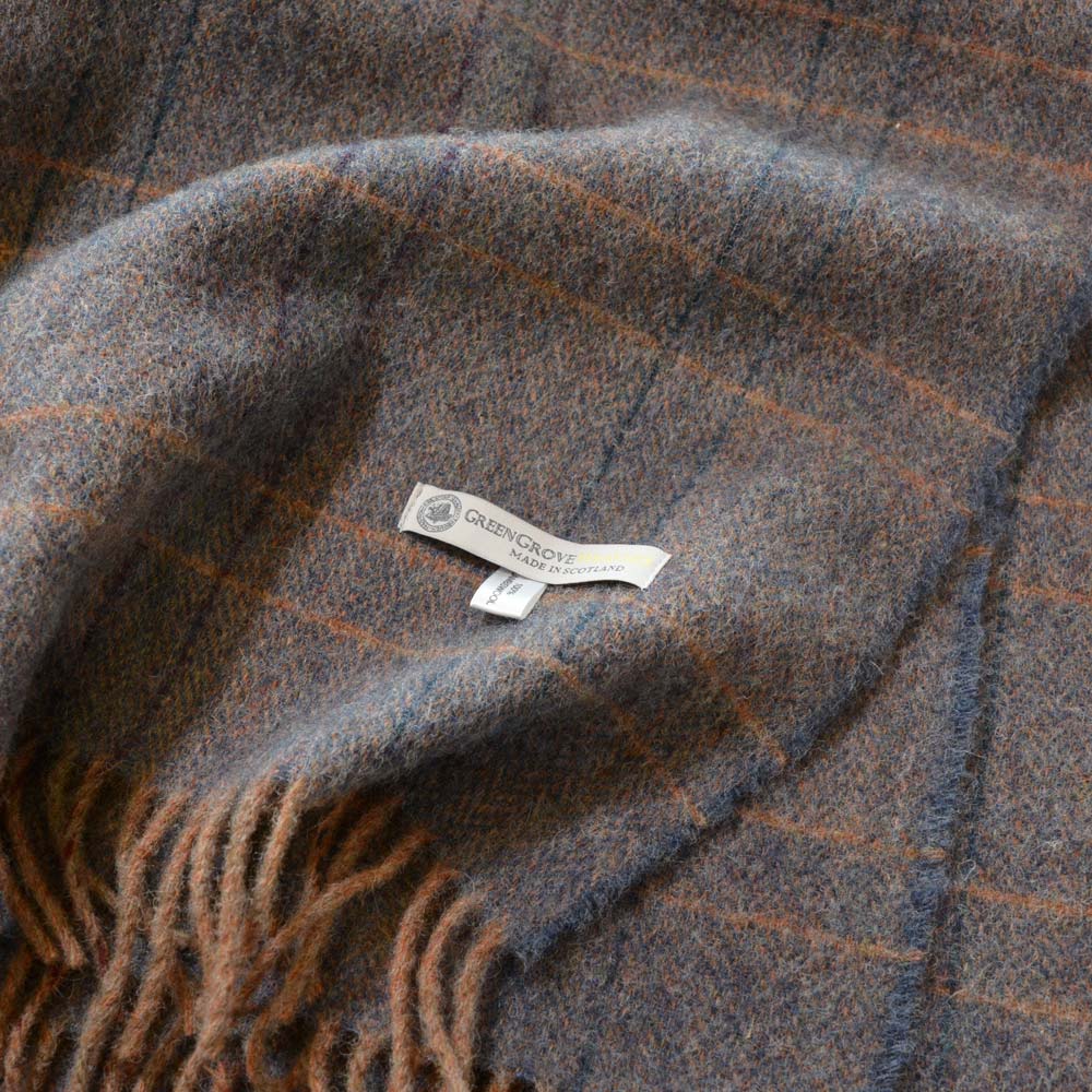 Throw スロー ひざ掛け ブランケット Smokey Blue 上質 ツイード ウール