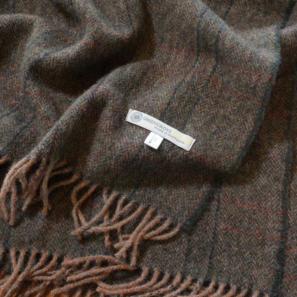 GREEN GROVE 英国製 ウール ひざ掛け Forest Green 上質 スロー