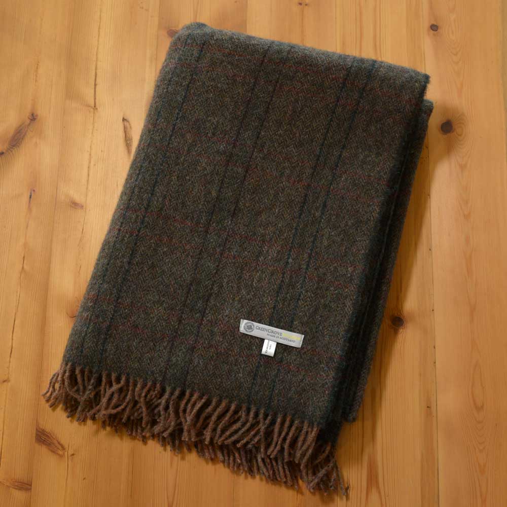 GREEN GROVE 英国製 ウール ひざ掛け Forest Green 上質 スロー