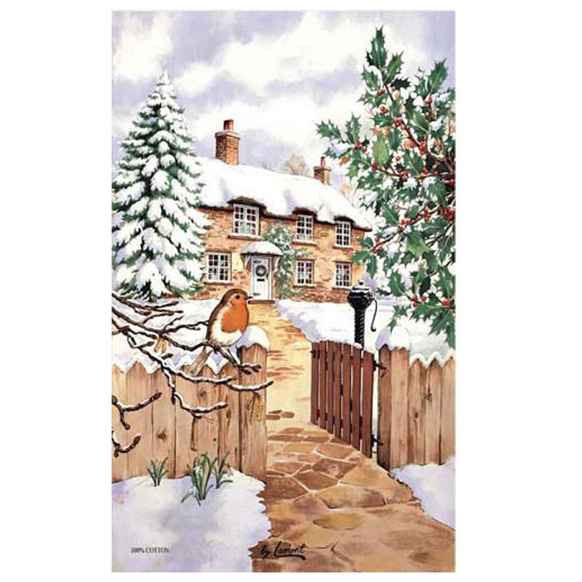 クリスマス サミュエルラモント 小鳥 ロビン ヨーロッパコマドリ イギリスで最も愛される小鳥 鳥 雪 ふきん ランチョンマット タペストリー