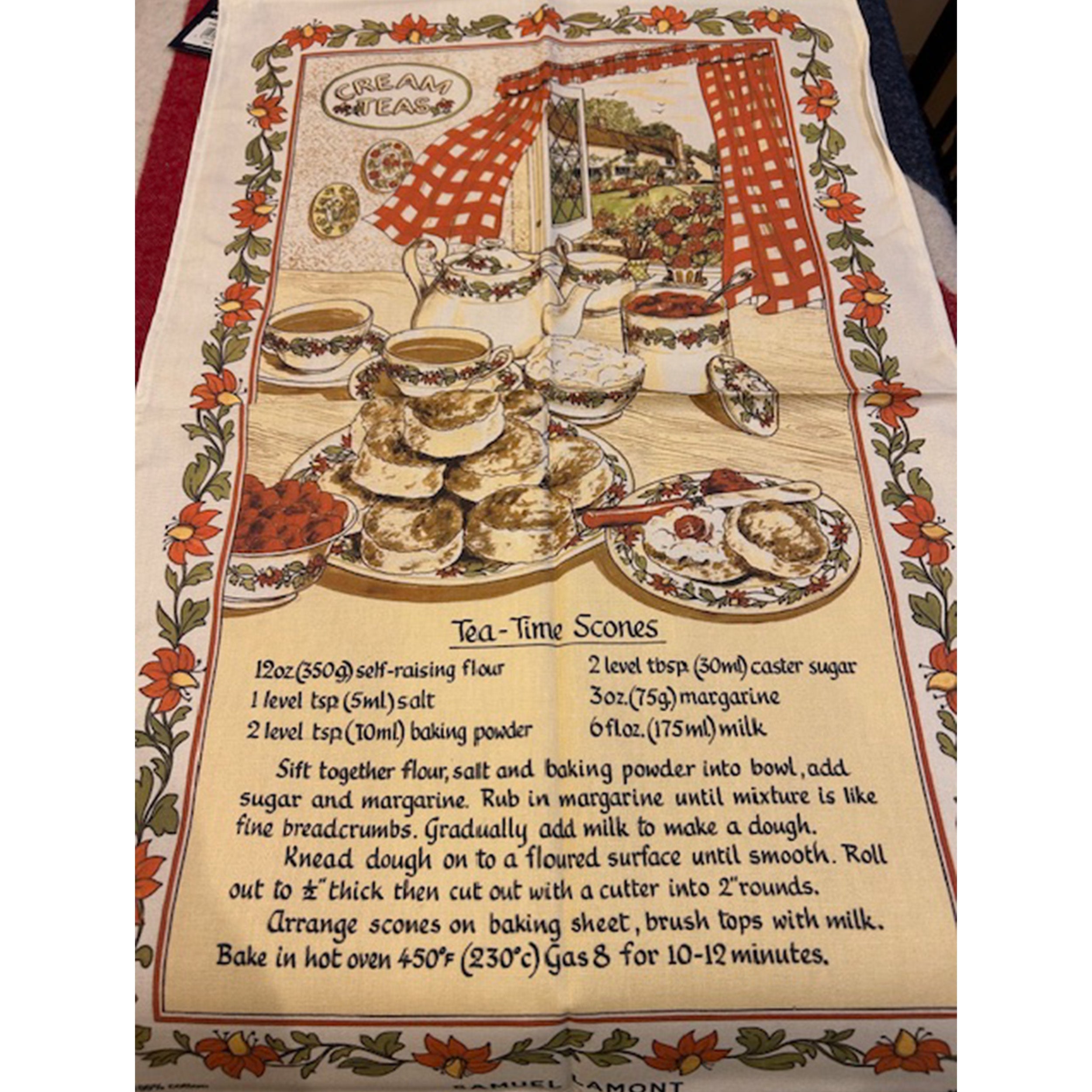 サミュエルラモント ティータオル Cream Teas コットン タペストリー イギリス ランチョンマット クロス タオル ディッシュタオル 食器拭き