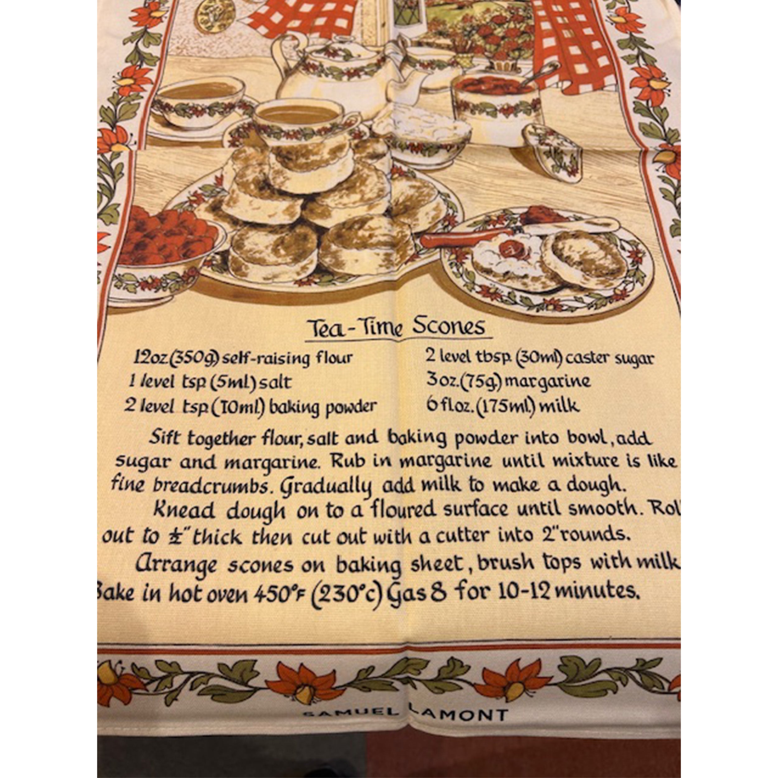 サミュエルラモント ティータオル Cream Teas コットン タペストリー イギリス ランチョンマット クロス タオル ディッシュタオル 食器拭き