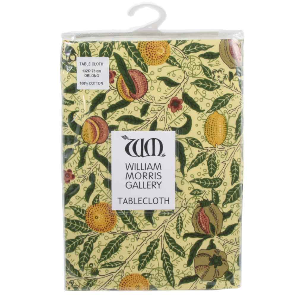 ウィリアム・モリス(William Morris)のコットンテーブルクロス。長方形132×178cm、Fruits(フルーツ)。品番LCTBCGYCTR17830