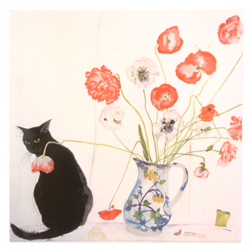 英国製　CRAVEN DUNNILL JACKFIELD 　Ceramic Pot Stand　 セラミックポットスタンド Cat & Poppies　PSCDJ11