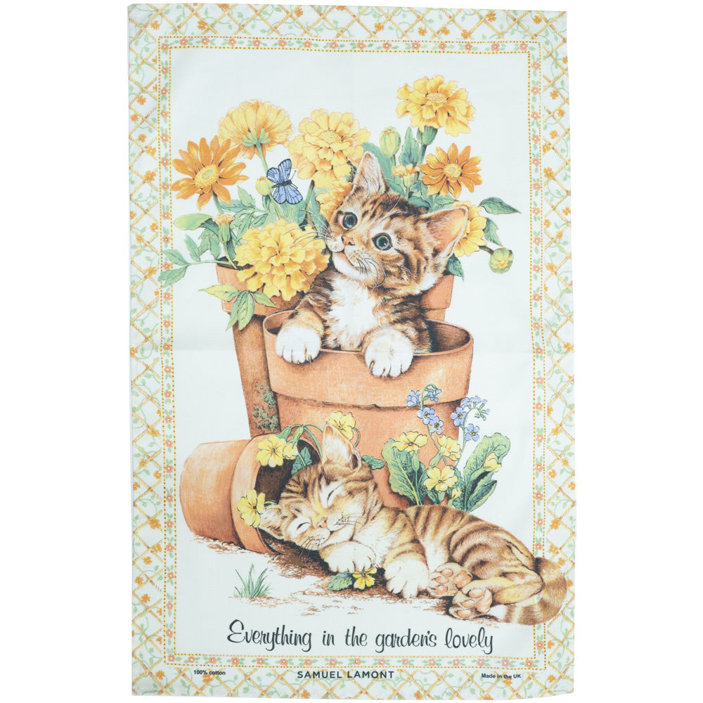 タペストリー ランチョンマット クロス タオル ディッシュタオル 食器拭き 布 布巾 ティータオル Cat in the Garden 猫 ねこ かわいい