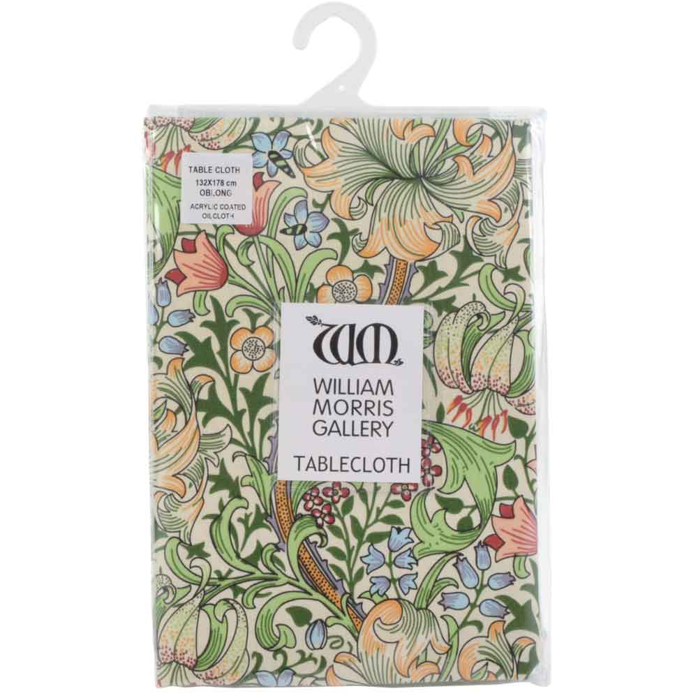 ウィリアム・モリス（William Morris）のオイルクロステーブルクロス。golden lily（ゴールデンリリー）の柄の画像。複数サイズの商品で使用される共通画像。